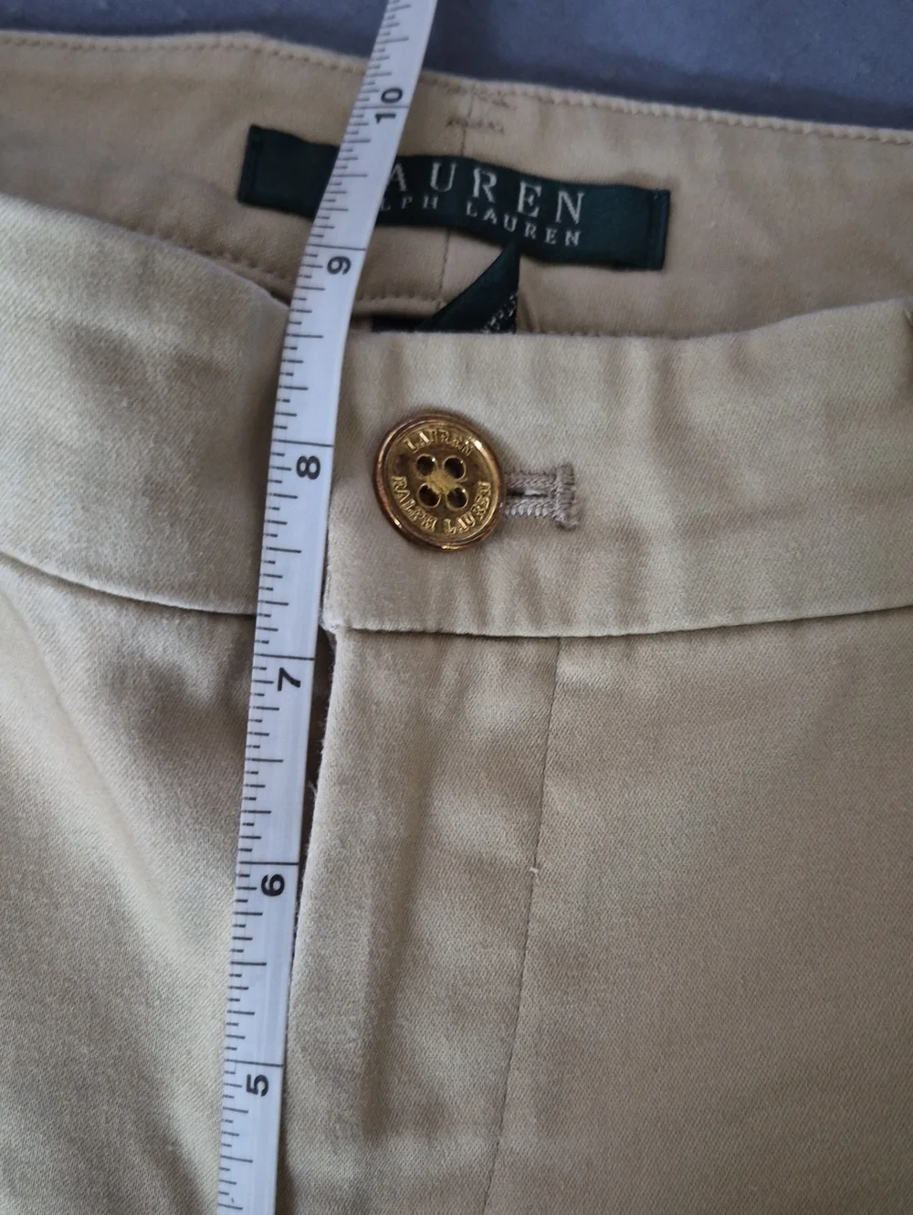 Ralph Lauren Pant Womens 4 Stretch Chino Tan Straight Leg Classic Career Uniform